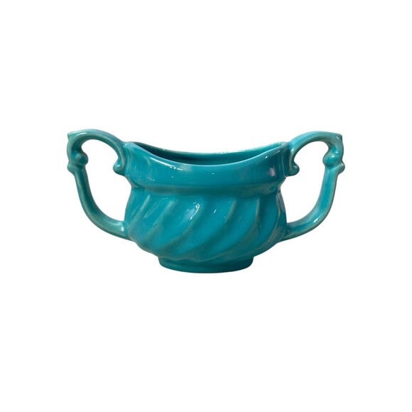 VTG Metlox Poppytrail Yorkshire Ribbed Sugar Bowl Turquoise 518 USA 1940’s Era - Picture 2 of 12